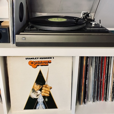 Picture of 'A Clockwork Orange' vinyl record playing on my turntable