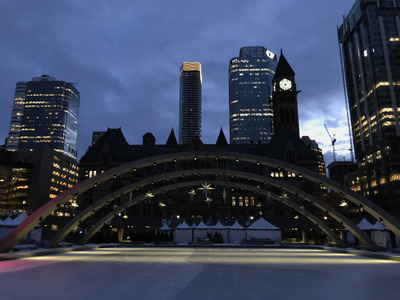 view over Nathan Phillips Square rink